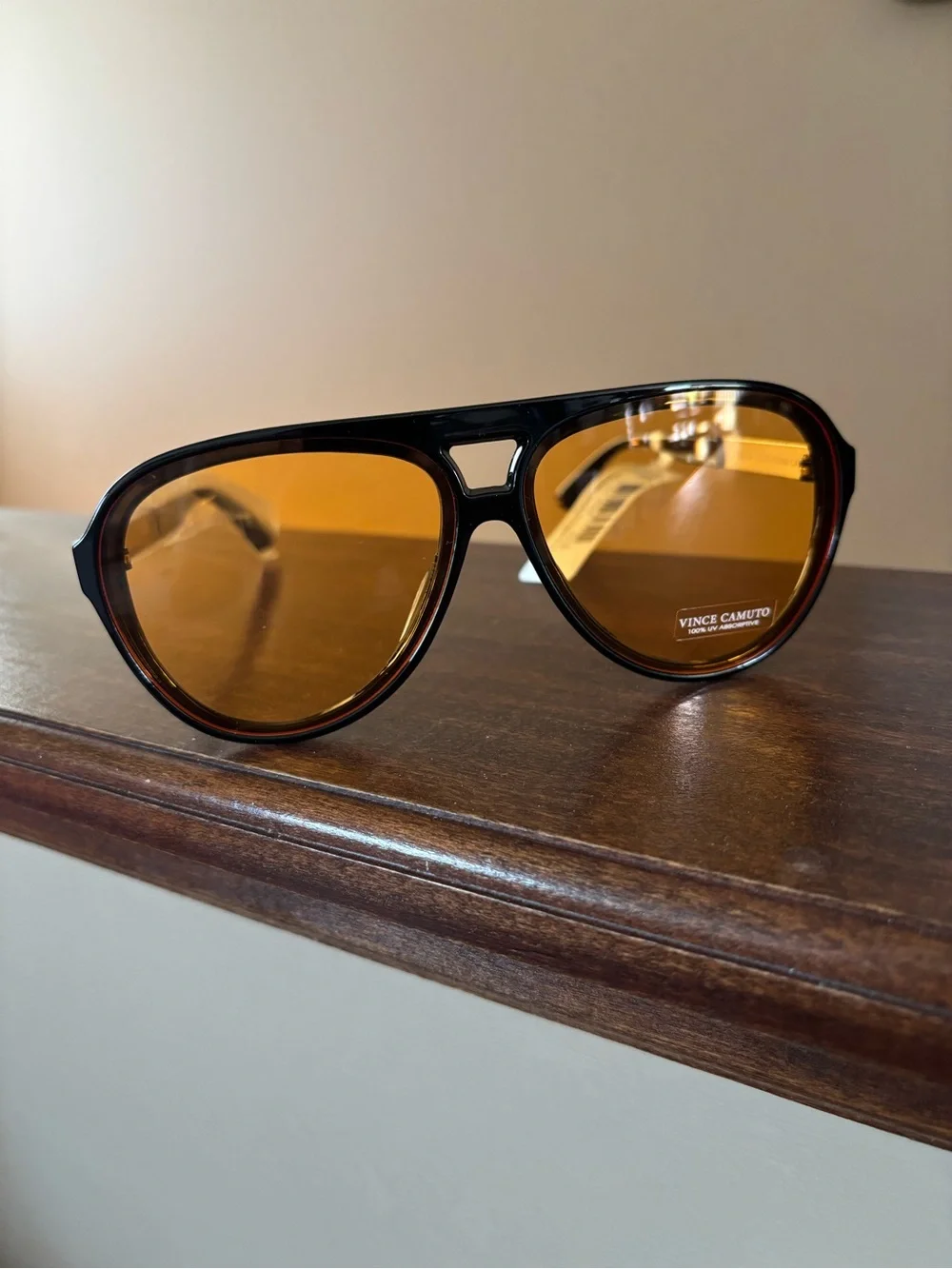 Vince Camuto Men’s Brown Aviator Sunglasses with Amber Lenses